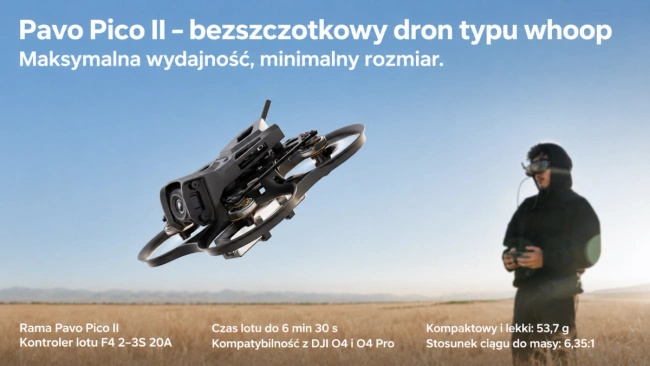 Dron FPV BetaFPV Pavo Pico II O4 ELRS 2.4G, cinewhoop 80 mm do nagrań 4K