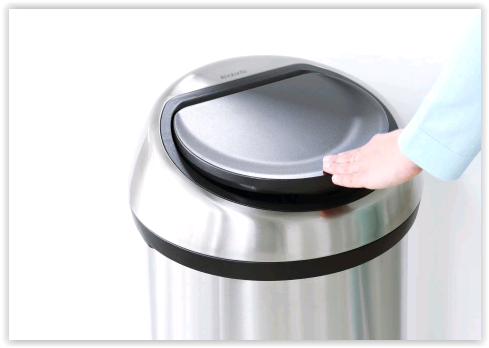 Kosz na śmieci Brabantia Touch Bin 60 l, stal matowa, z szerokim otworem