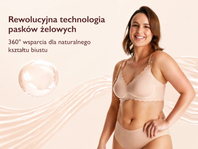 Bezszwowy biustonosz do karmienia Momcozy YN46 Floral, beżowy, rozmiar M