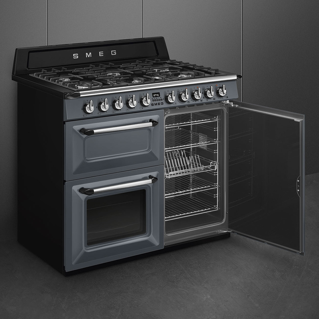 Smeg - Kuchnia Wolnost, 100cm, Victoria, Nieb. Victoria Tr103Gr Niebieskoszary.