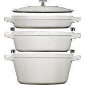 Zestaw 3 naczyń + pokrywka 24 cm truflowy - Staub