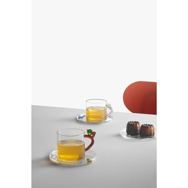 filiżanki do herbaty 300 ml liść i niebieski motyl - Ichendorf Milano