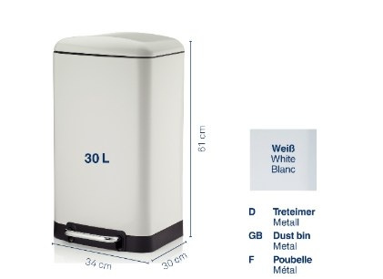 Kosz na śmieci 30 l biały Davino - Kela