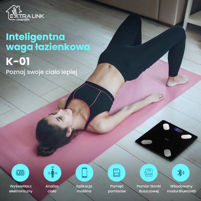 Extralink Smart Life | Waga łazienkowa | inteligentna plus