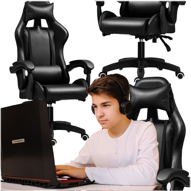 EXTRALINK G-524 Fotel Gamingowy Biurowy Obrotowy Kubełkowy Czarny do Gier i Biura
