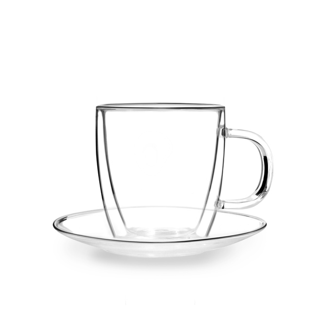 Komplet 2 filiżanek ze spodkami z podwójną ścianką 250ml Amo 27565 - Vialli Design