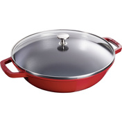 Wok Żeliwny z Pokrywką 30 cm, Czerwony - Staub