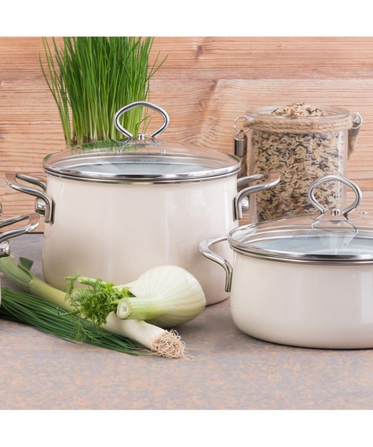 Garnek Riess wysoki z pokrywą 6,5l 24cm Avorio