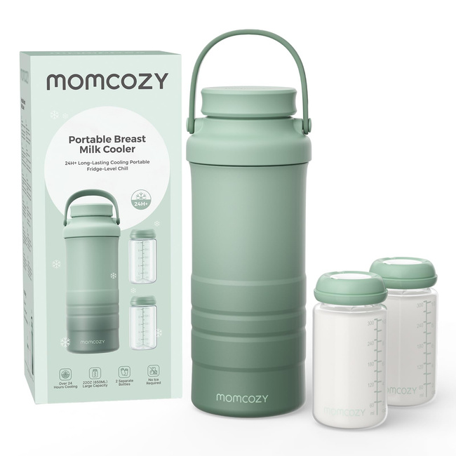 Przenośna chłodziarka do mleka matki Momcozy CM01, 650 ml, zielona