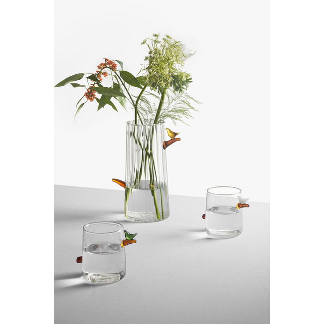 Szklanki long drink z niebieskim ptaszkiem 12 cm - Ichendorf Milano