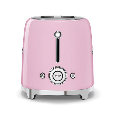 Smeg - Toster, Dwie Kromki, Pastelowy Róż Tsf01pkeu 50'S Style