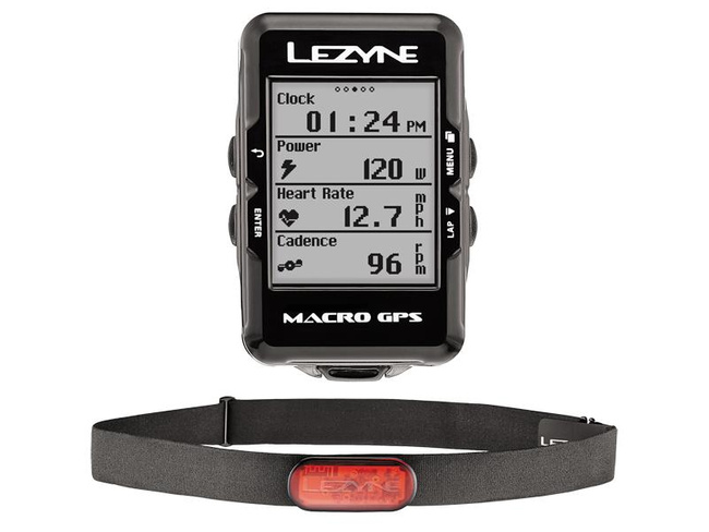 Liczniki rowerowe LEZYNE Macro GPS HR Loaded z opaską na serce