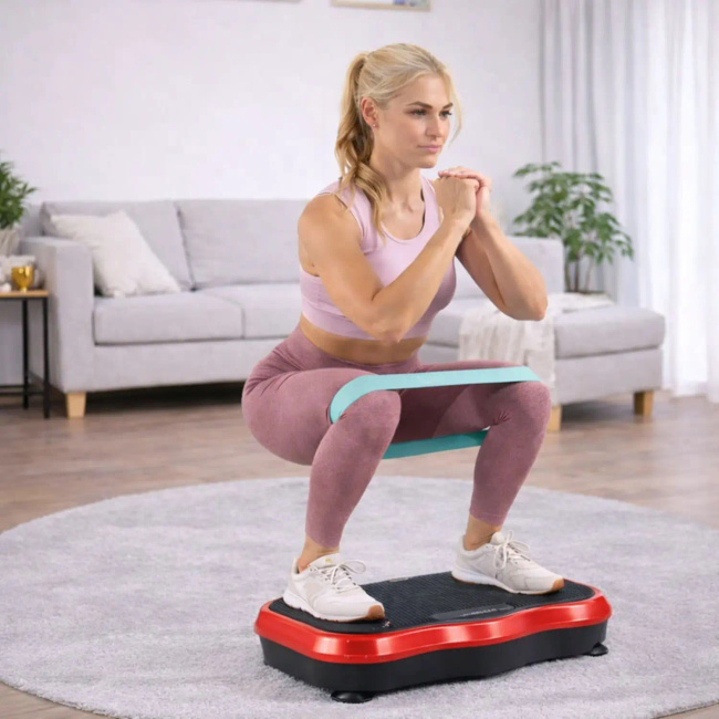 Extralink Moonwalk Spinmove Czerwony | Platofrma Wibracyjna do Ćwiczeń Fitness | 200w