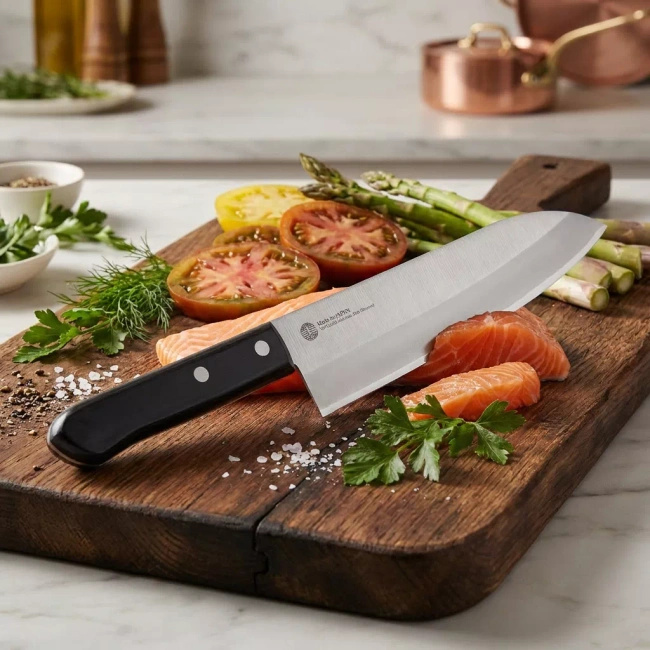 Nóż Santoku Nagao Tsubamesanjo 16,5 cm, rdzeń ze stali VG-10