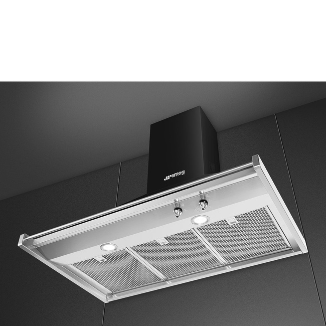 Smeg - Okap kuchenny Classica Kd90Hne Czarny (chromowane pokrętła)