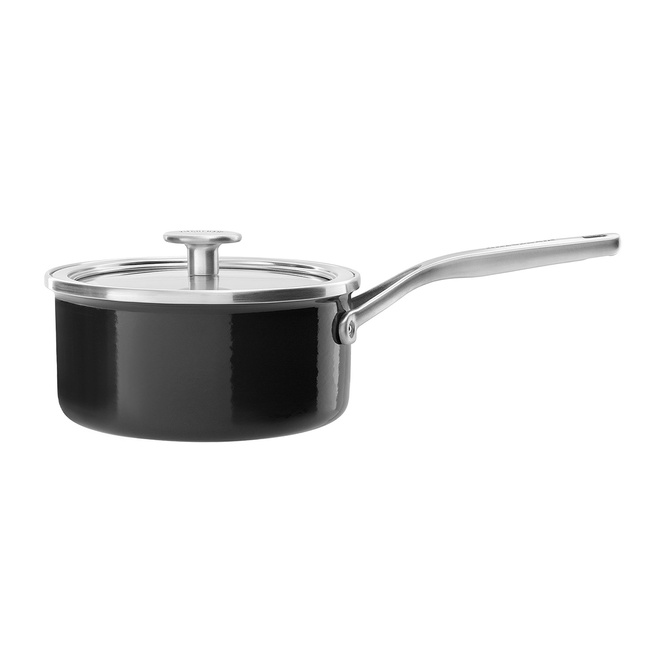 Rondel emaliowany KitchenAid 2,4 l z pokrywką, czarny