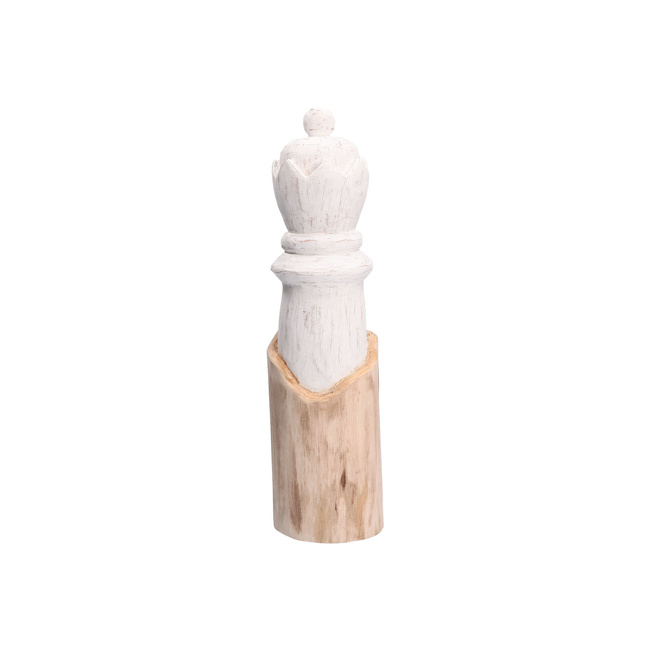 Figurka szachowa królowa Rituali Domestici Scaccomatto, drewno mango, biała, 40 cm