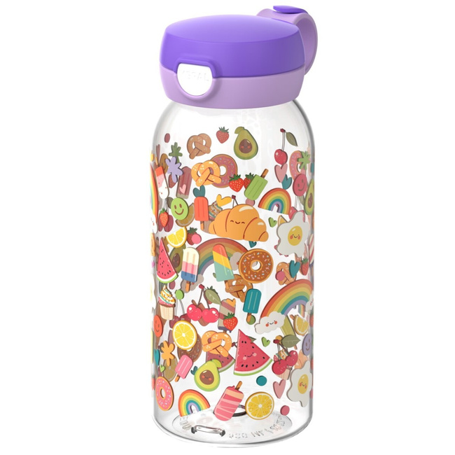Butelka dla dzieci Mepal Flip Cap Campus 600 ml, wzór Food Fest