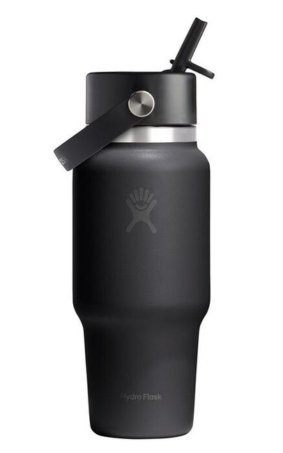 Butelka termiczna Hydro Flask Wide Mouth Travel Bottle 24 oz (710 ml) ze słomką, czarna