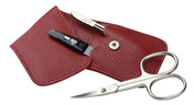 Zestaw do manicure 3 cz. stal niklowana czerwony - Erbe Solingen