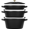 Zestaw 3 naczyń + pokrywka 24 cm czarny - Staub