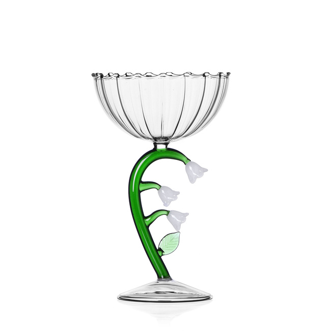 Kieliszki do szampana Coupe Optyczny biały kwiat 18 cm - Ichendorf Milano