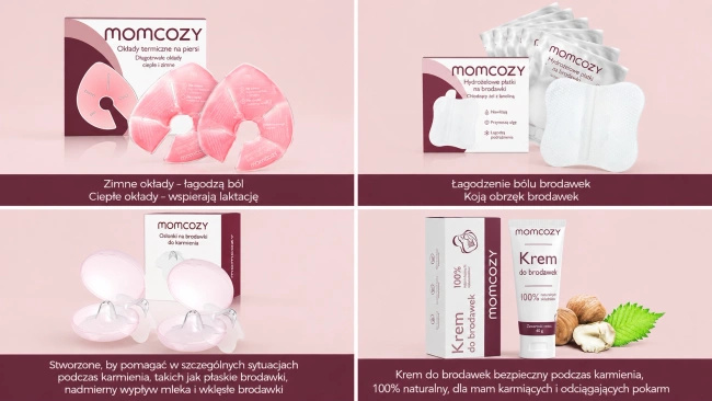 Okłady żelowe na piersi Momcozy BF008, duże, wielorazowe, 2 szt.