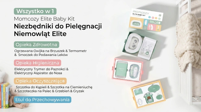 Zestaw pielęgnacyjny dla niemowląt Momcozy All-in-1 Elite Baby Kit z aspiratorem i trymerem