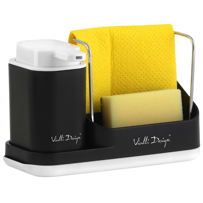 Organizer Kuchenny Z Dozownikiem Na Płyn Livio Duo Czarny 8296 - Vialli Design
