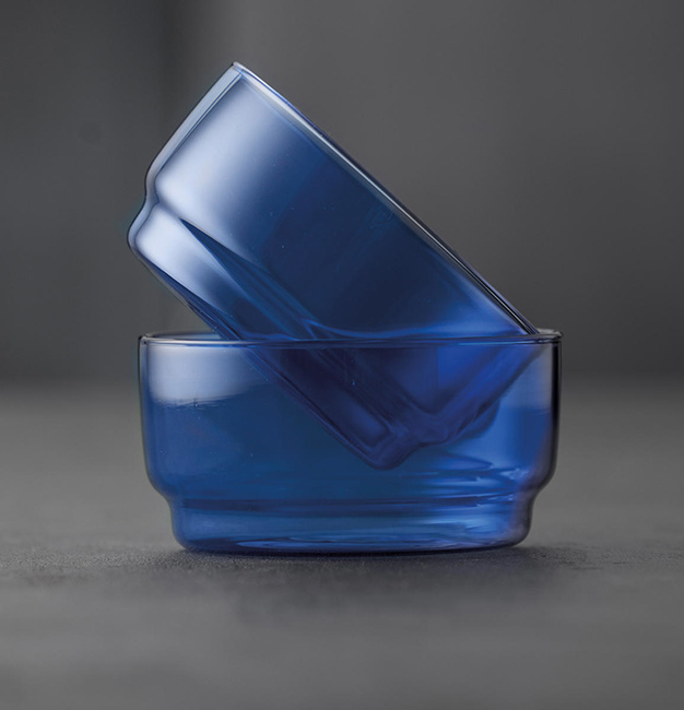 Miski szklane Lyngby Glas Torino 12 cm, niebieskie, 2 sztuki