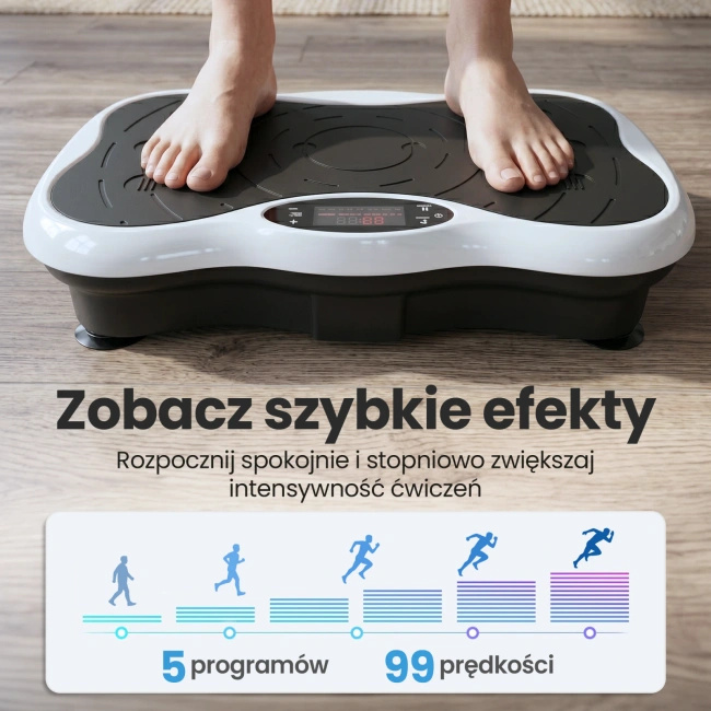 Extralink Moonwalk Spinmove Biały | Platofrma Wibracyjna do Ćwiczeń Fitness | 200W
