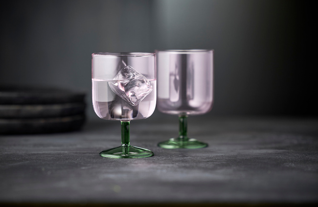 Kieliszki do wina Lyngby Glas Torino 300 ml, różowy i zielony, 2 sztuki