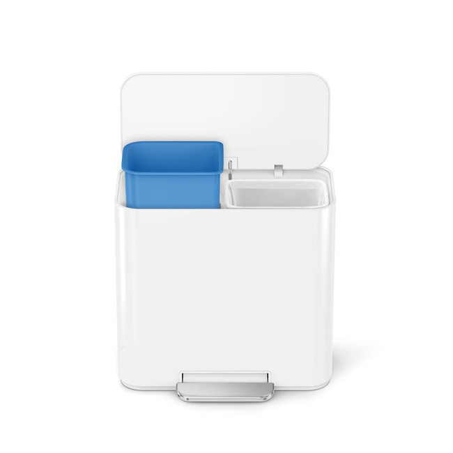Kosz pedałowy do segregacji Simplehuman CW2122, 15 l (7,5 l + 7,5 l), biały, stal