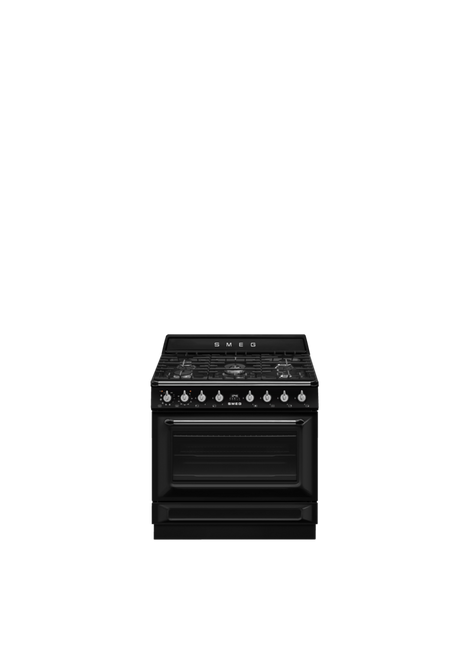 Smeg - Kuchnia wolnostojąca z płytą gazową Victoria TR90GPBL Czarny.