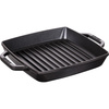 Patelnia grillowa Staub kwadratowa 23 cm, żeliwna, z dwoma uchwytami, czarna