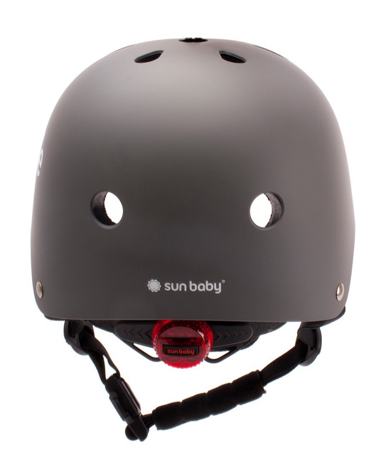 Kask rowerowy dla dzieci Tracker - Love 2 Ride, rozm. S, 50-54 cm z lampką LED i klipsem magnetycznym Graphite - Sunbaby