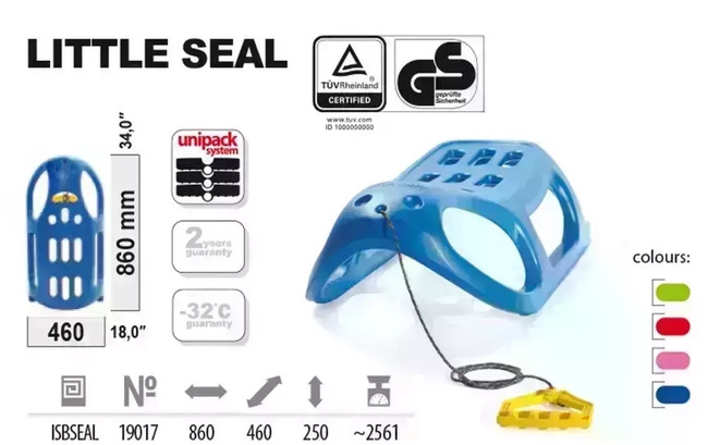 Sanki plastikowe Little Seal niebieskie - Prosperplast