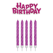 Pme Świeczki Różowe Happy Birthday (16 Sztuk) Różowy