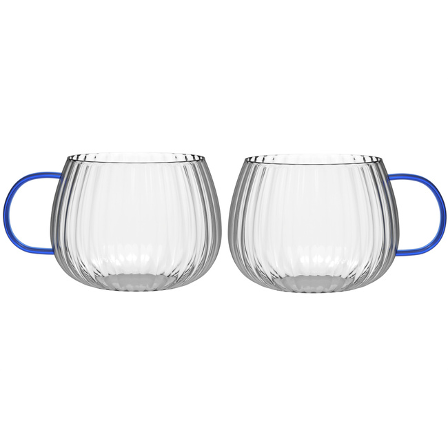 Komplet 2 szklanek Vialli Design Tulip 350 ml niebieskie ucho