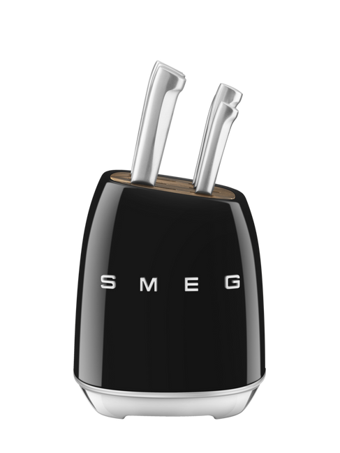 Smeg - Blok z zestawem 6 noży z niemieckiej stali nierdzewnej KBSF02BL 50's Style - czarny