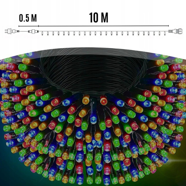 EXTRALINK Lampki choinkowe świąteczne 10,5m 100 LED ciepłe multikolor na baterie