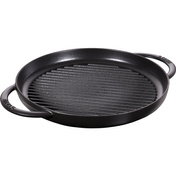 Okrągła patelnia żeliwna grillowa z dwoma uchwytami 30 cm, czarny - Staub