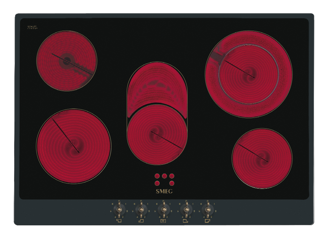 Smeg - Płyta kuchenna Coloniale P875ao Antracyt + czarne szkło (pokrętła z mosiądzu)