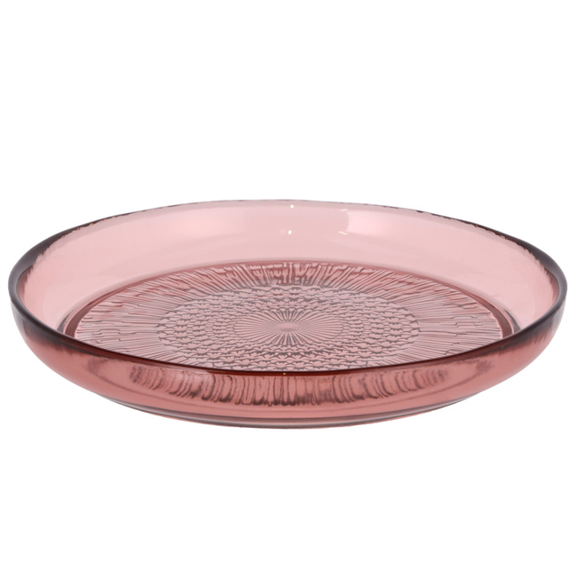 Talerz Kusintha 18 cm Pink Bitz szklany deserowy różowy