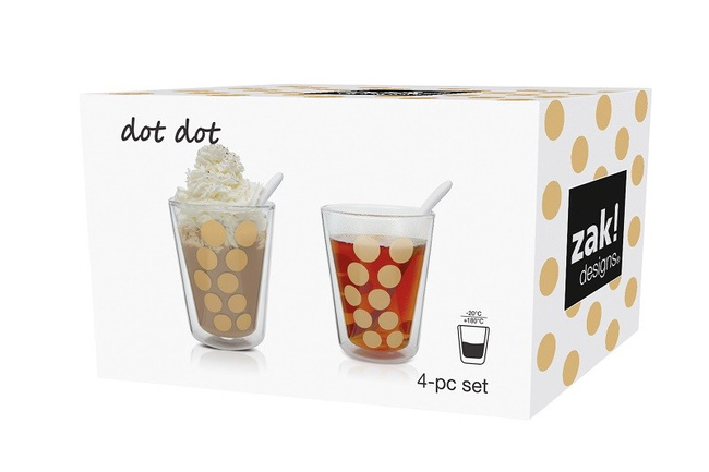 Zestaw 2 Szklanek 350ml Z Łyżeczkami, Złoty - Zak!designs