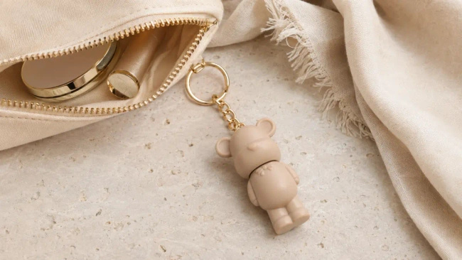 Błyszczyk do ust Lovro Sugar Teddy z drobinkami, breloczek w kształcie misia, 1,4 g