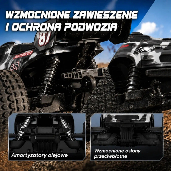 Samochód RC Extralink SC10 Brushless 4WD w skali 1:10, czarny Extreme Truck