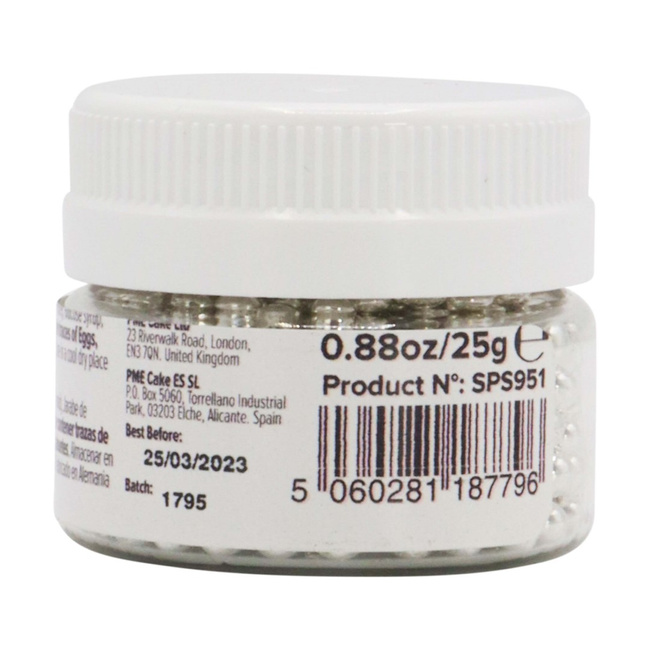 Cukrowe perełki dekoracyjne 100 g 4 mm, srebrne
