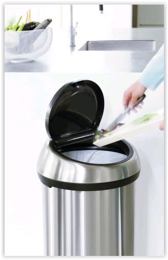 Kosz na śmieci Brabantia Touch Bin 60 l, stal matowa, z szerokim otworem