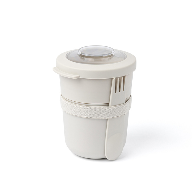 Pojemnik na jogurt 2 w 1 ze sztućcem Amuse - Beżowy